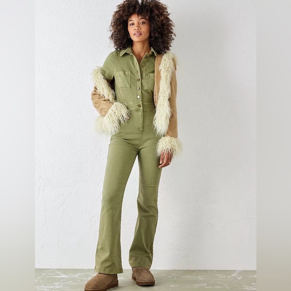 UO Emma Denim Flared Jumpsuit